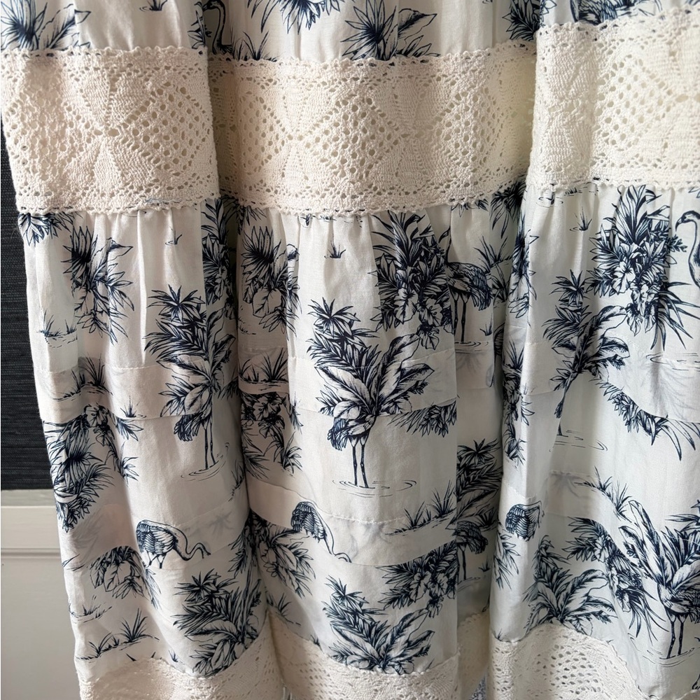 Hunter Bell Evelyn Flamingo Maxi Dress Blue and White Size 2 - Picture 4 of 4